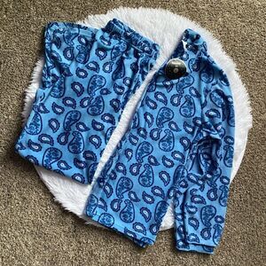 Mayfair Pajama Set New Pants Button Front Top Paisley Blue Womens Size Large